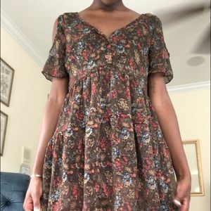 SHEER BROWN BABY DOLL DRESS